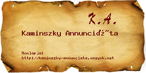 Kaminszky Annunciáta névjegykártya